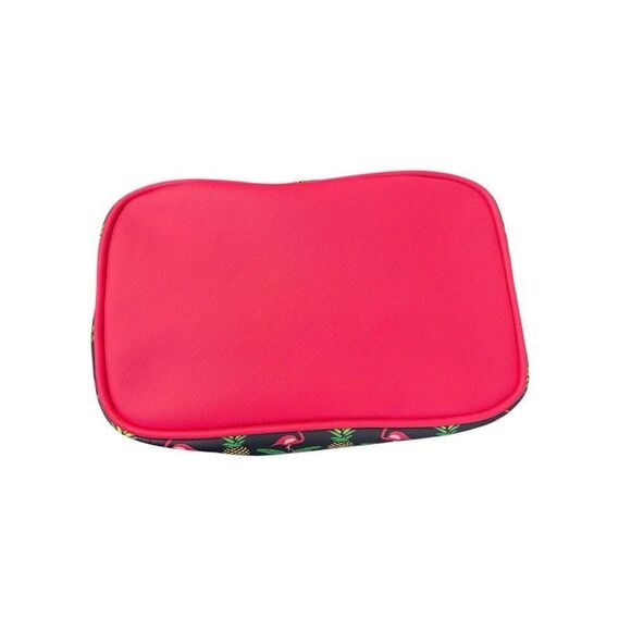 Dabney Lee Large Cosmetic Makeup Travel Bag Flamingo Pineapple Zips with Handle - Picture 5 of 5